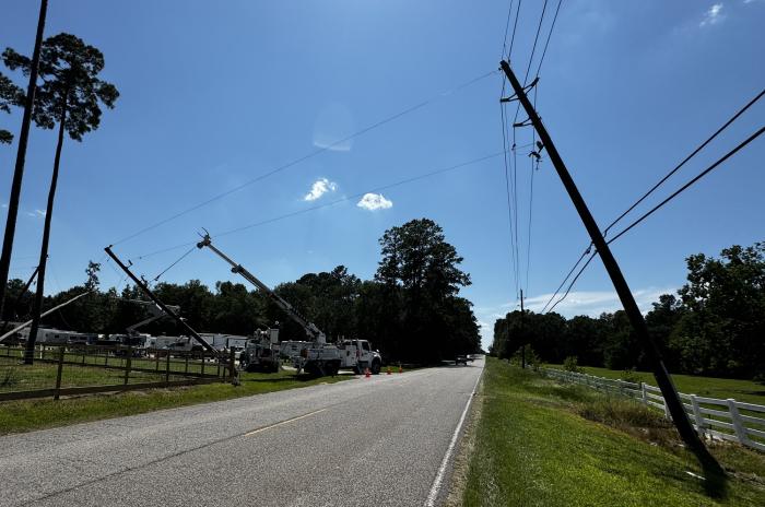 Hurricane-damaged power lines